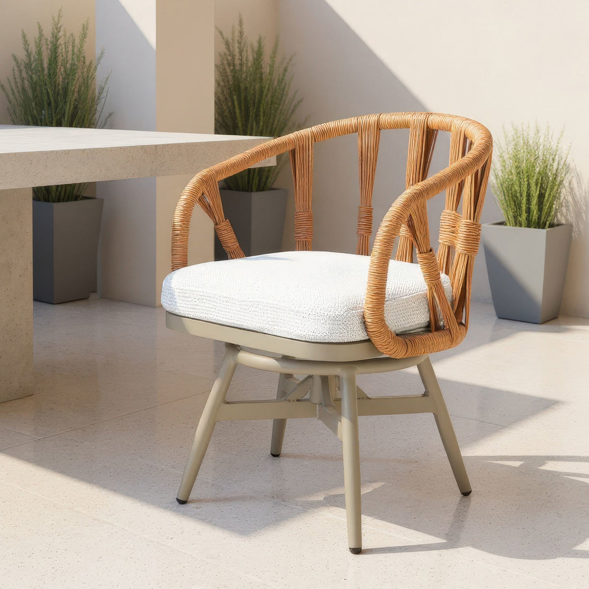 Safal Outdoor Patio Swivel Dining Chair, Multicolor