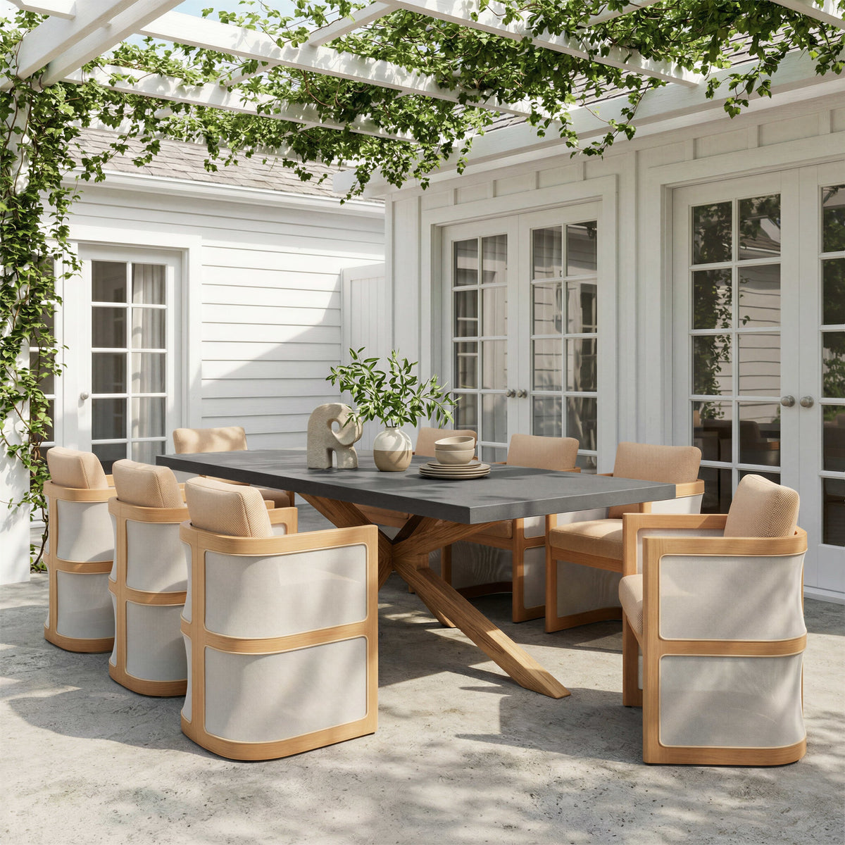 Suan Outdoor Patio Rectangular Dining Table, Gray