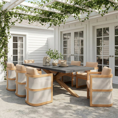 Suan Outdoor Patio Rectangular Dining Table, Gray