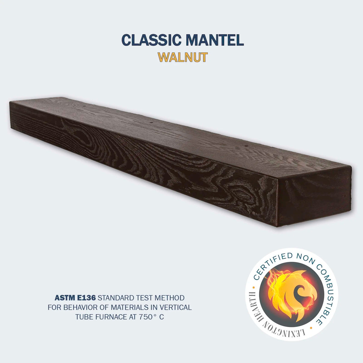 Lexington Hearth Classic non-combustible mantel in Walnut