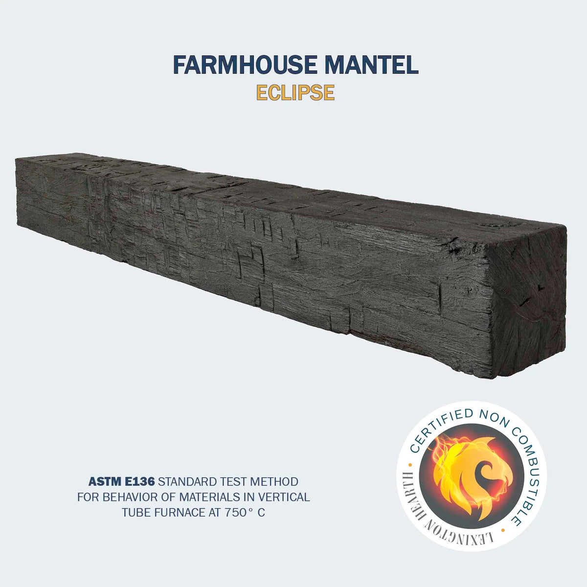 Lexington Hearth Farmhouse mantel in Eclipse mounted above a fireplace
