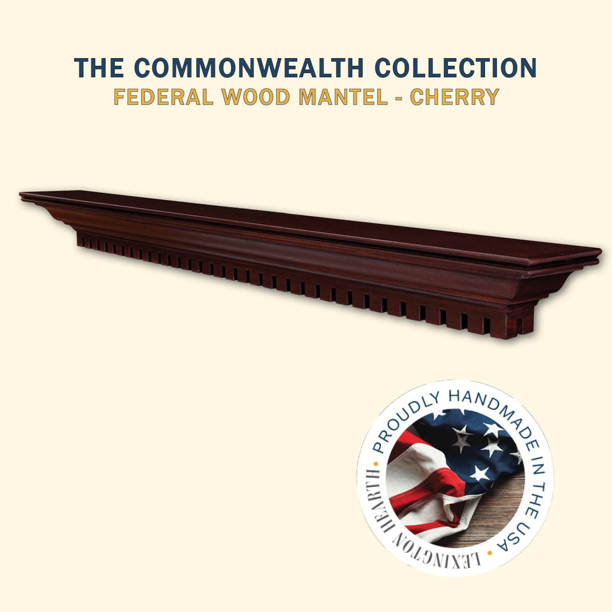 Lexington Hearth Federal wood mantel shelf in Cherry