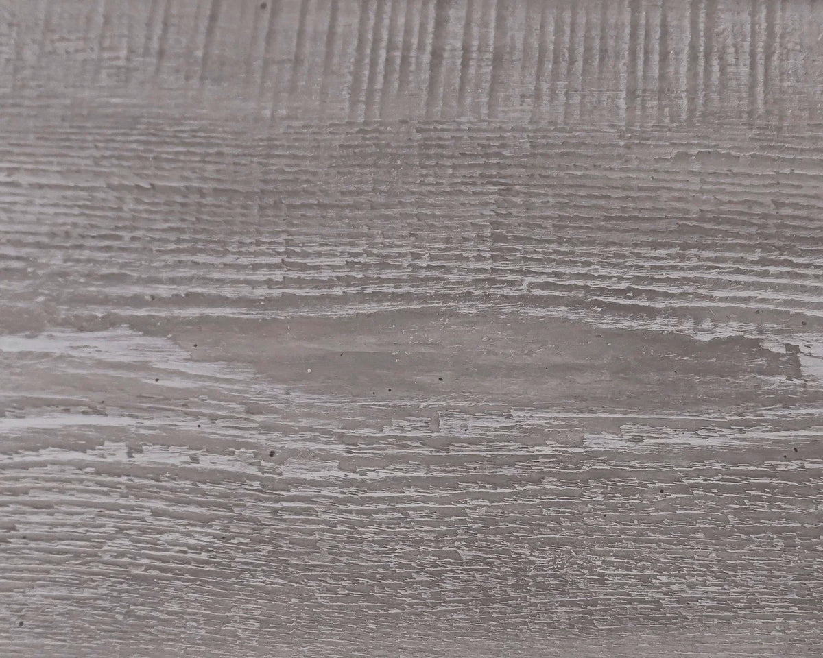 Lexington Hearth Flat Sawn Beam mantel in Weathered Grey, close-up of the finish