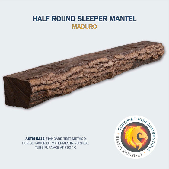 Lexington Hearth Half-Round Sleeper non-combustible log mantel in Maduro