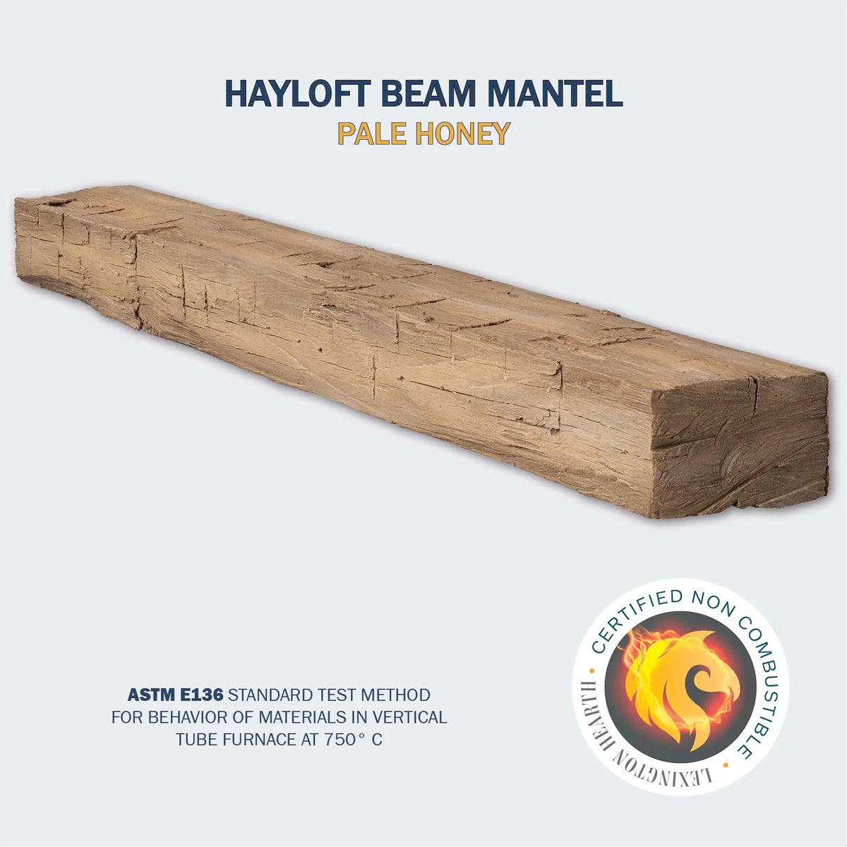Lexington Hearth Hayloft Beam mantel in Pale Honey, mounted above a fireplace