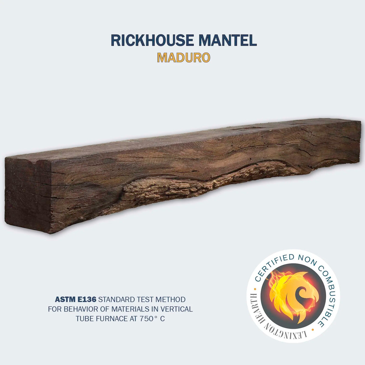 Lexington Hearth Rickhouse mantel in Maduro, mounted above a fireplace