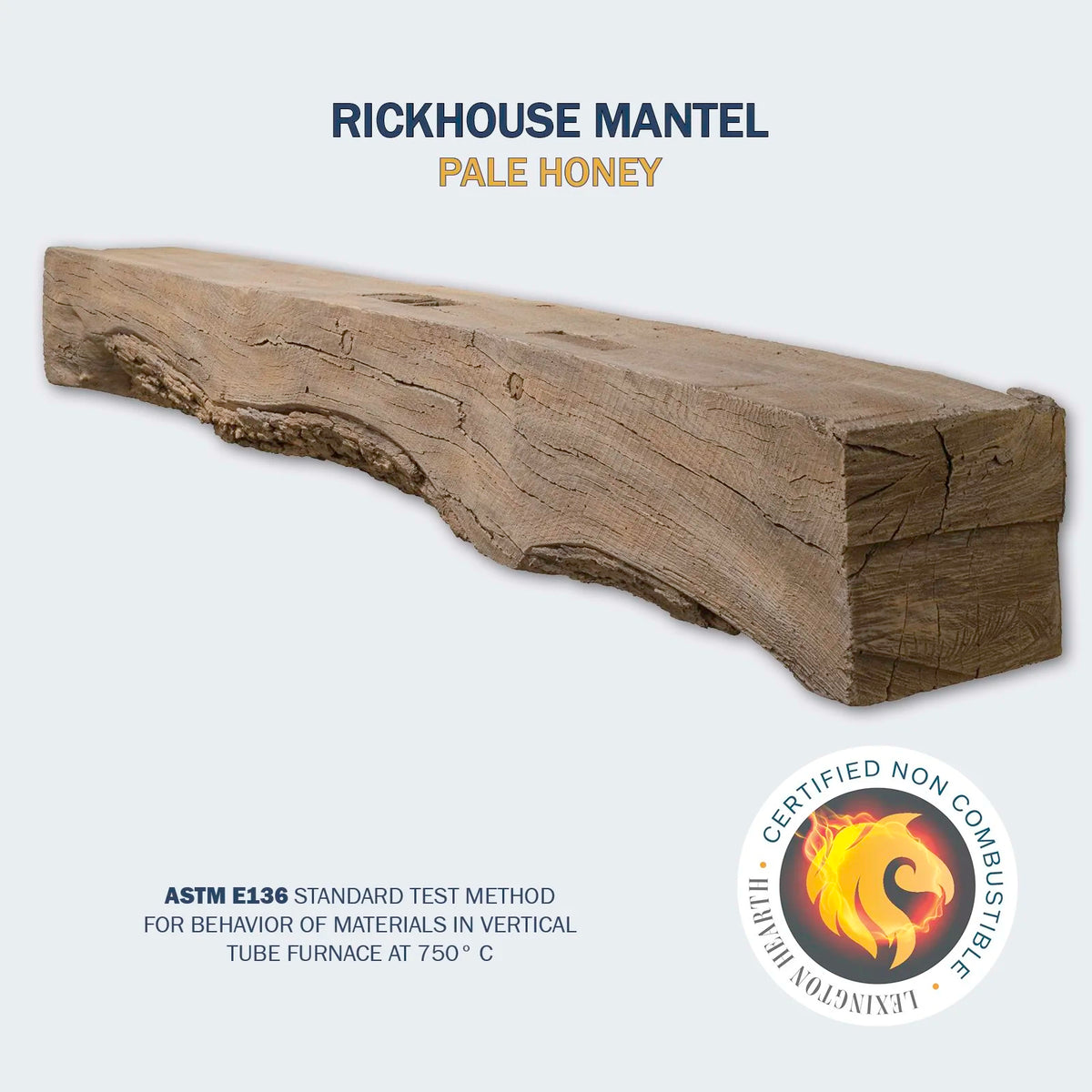 Lexington Hearth Rickhouse mantel in Pale Honey, mounted above a fireplace