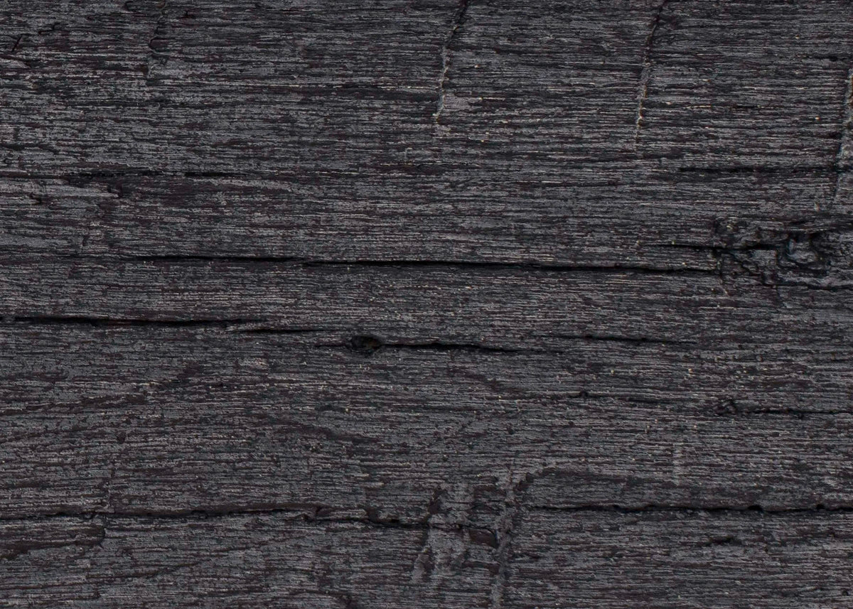 Lexington Hearth Tobacco Barn mantel in Eclipse, close-up of the finish