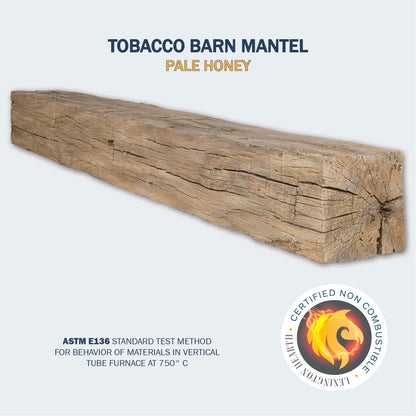 Lexington Hearth Tobacco Barn mantel in Pale Honey, mounted above a fireplace