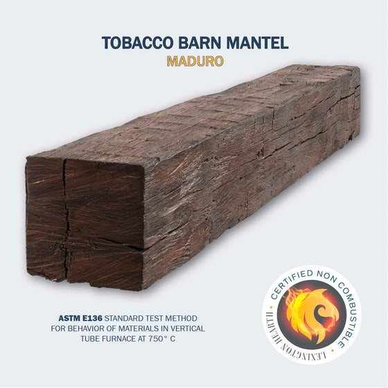 Lexington Hearth Tobacco Barn non-combustible timber mantel in Maduro