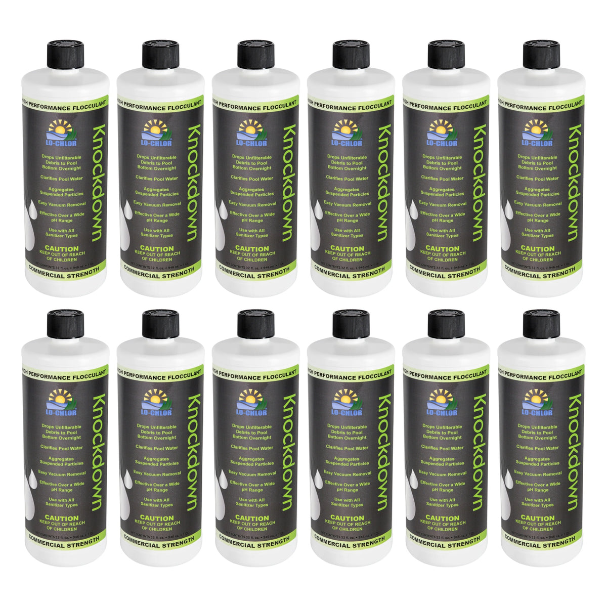 Lo-Chlor Knockdown Flocculant 1 qt, 12 pack of twelve bottles