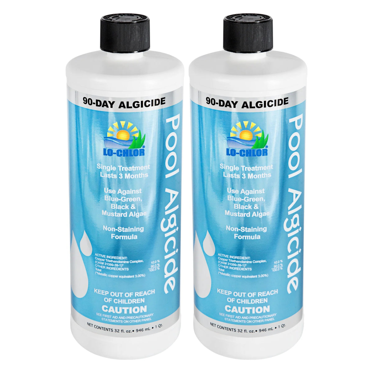 Lo-Chlor 90-Day Pool Algaecide 32 oz, 2 pack of two bottles