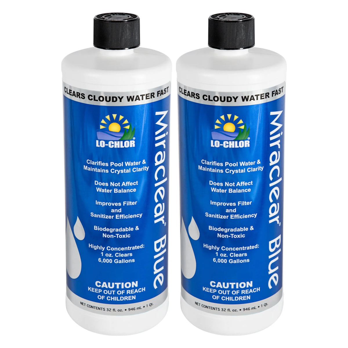 Lo-Chlor Miraclear Blue Clarifier 1 qt, 2 pack of two bottles