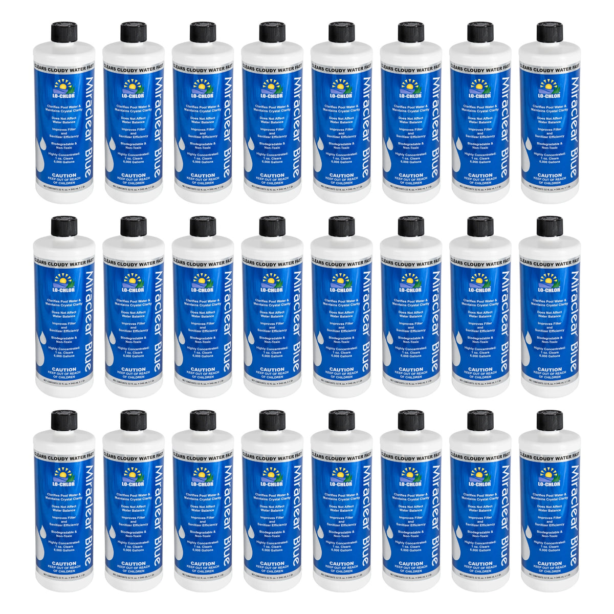 Lo-Chlor Miraclear Blue Clarifier 1 qt, 24 pack of twenty four bottles