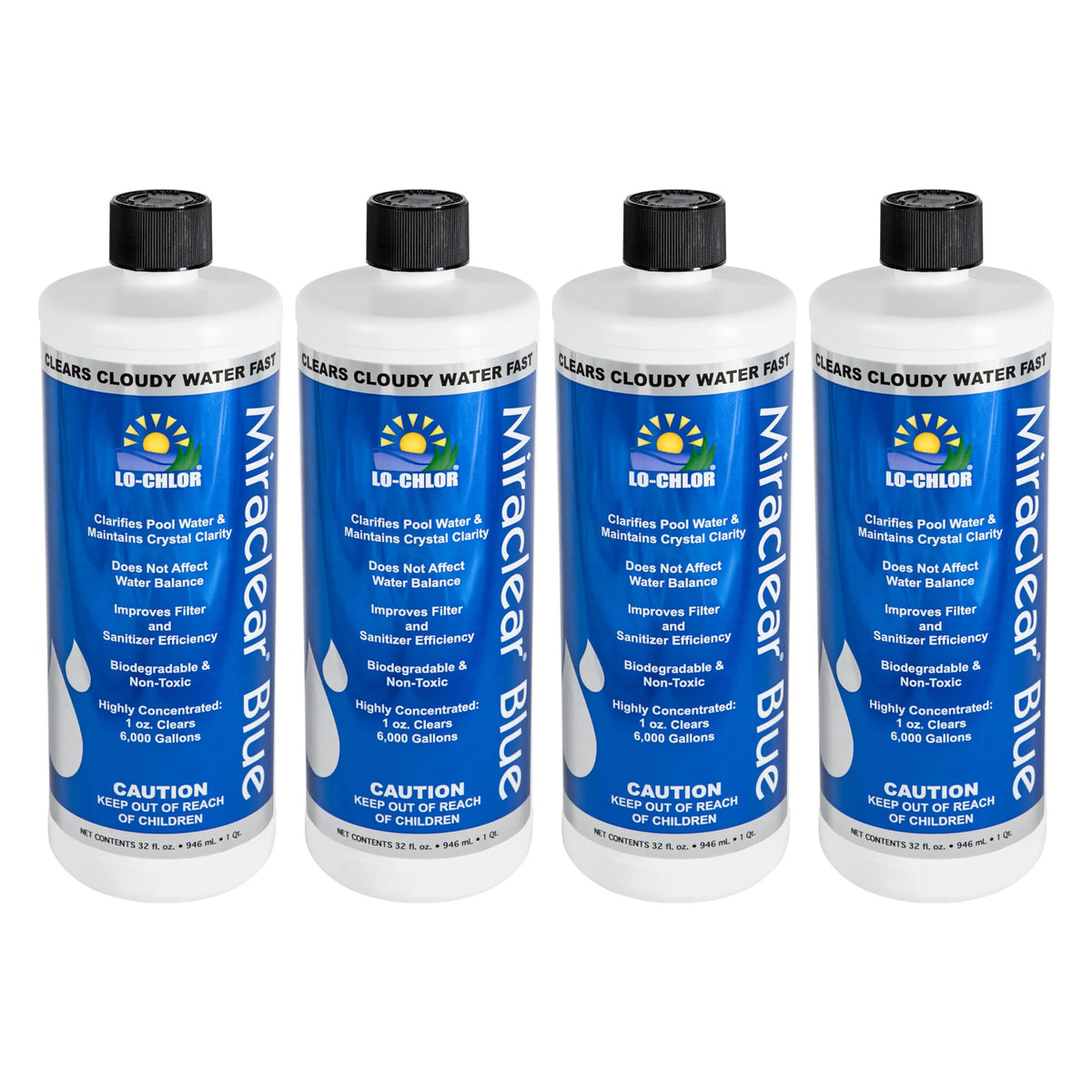 Lo-Chlor Miraclear Blue Clarifier 1 qt, 4 pack of four bottles