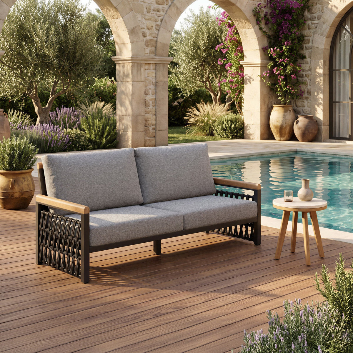 Siro Outdoor Patio Side Table, Natural