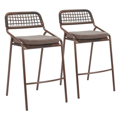 Rio Outdoor Patio Barstool, Set of 2, Brown