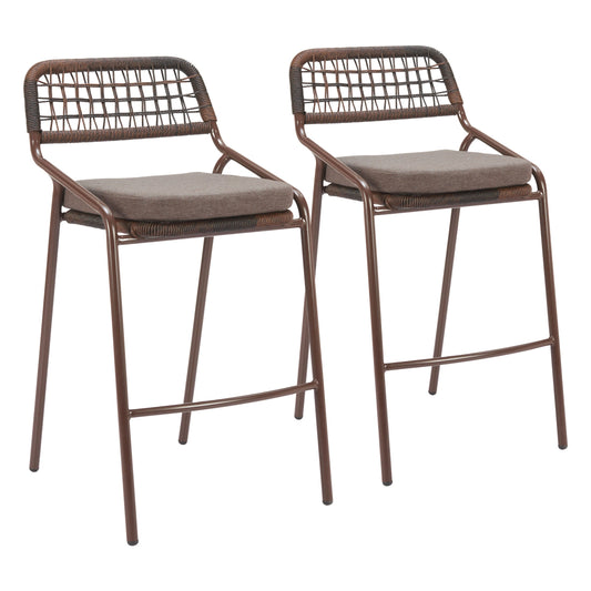 Rio Outdoor Patio Barstool, Set of 2, Brown