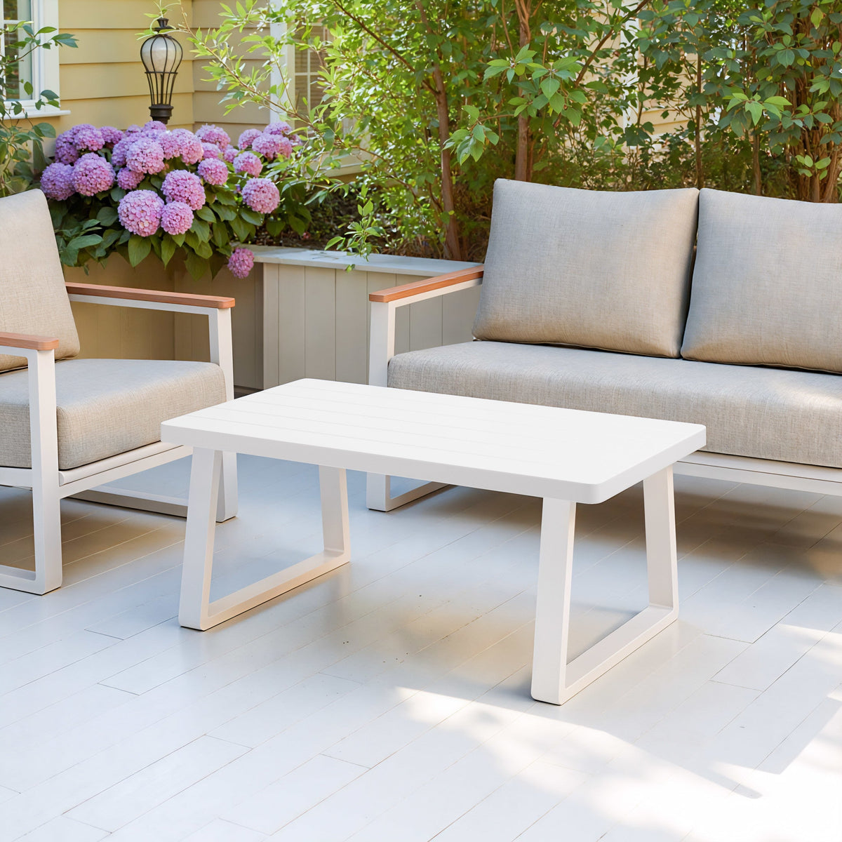 Welt Outdoor Patio Coffee Table, White