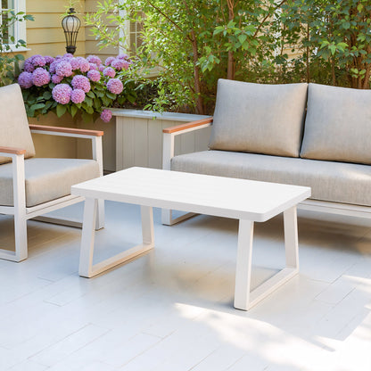 Welt Outdoor Patio Coffee Table, White