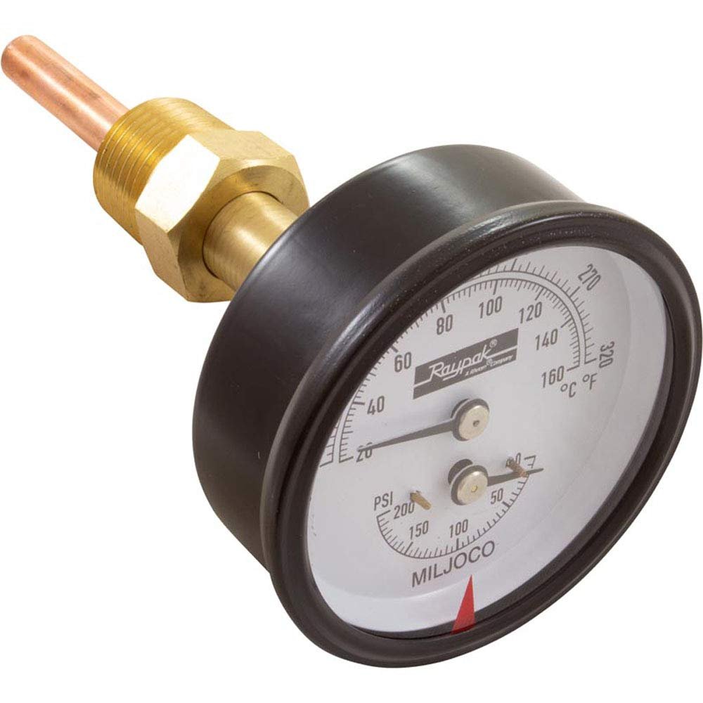 Raypak 007399F Temperature & Pressure Gauge Replacement Bottom Mount