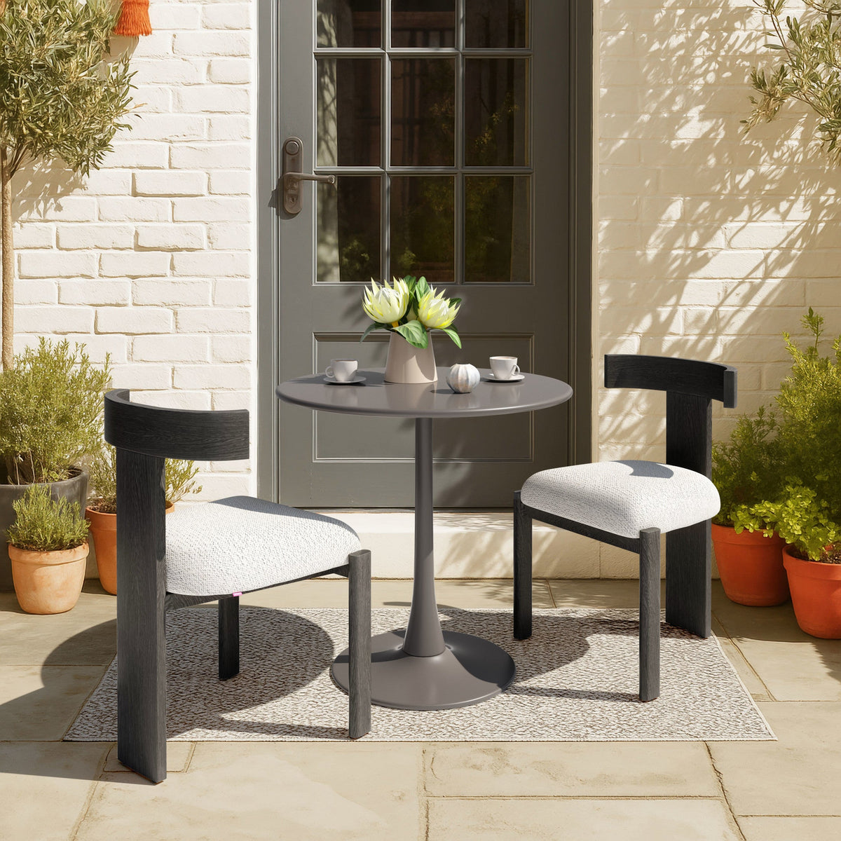 Tiana Outdoor Patio Dining Chair, Black & Beige