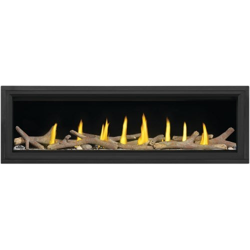 Napoleon FTLV62BK 4-piece black finishing trim kit for 62-inch Vector linear gas fireplaces showing a sleek, modern frame.