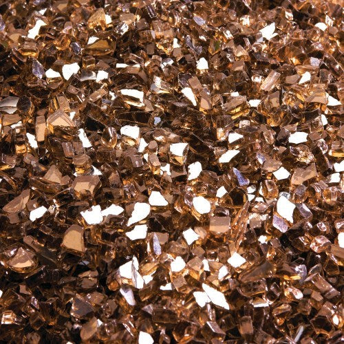 Napoleon MKGA amber glass media kit providing a warm, shimmering golden base for Astound linear fireplaces.