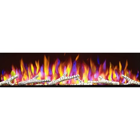 Napoleon NEF-BLRAK50 decorative birch log set with white bark and natural river rocks for 50-inch electric fireplaces.