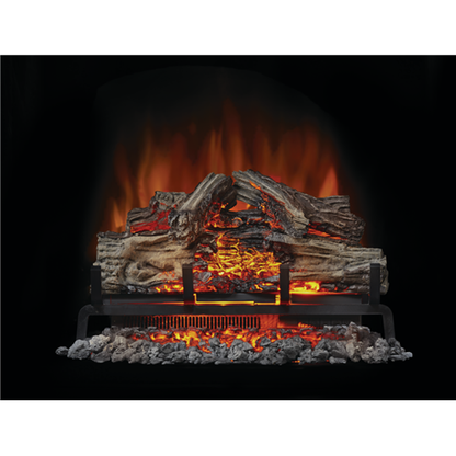 Napoleon NEFI24H Woodland 24-inch electric fireplace log set with glowing logs and realistic orange LED flames.