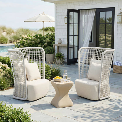 Hudu Outdoor Patio Accent Chair, Beige
