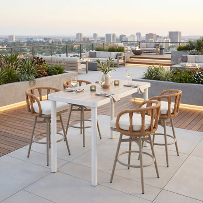 Safal Outdoor Patio Swivel Barstool, Multicolor