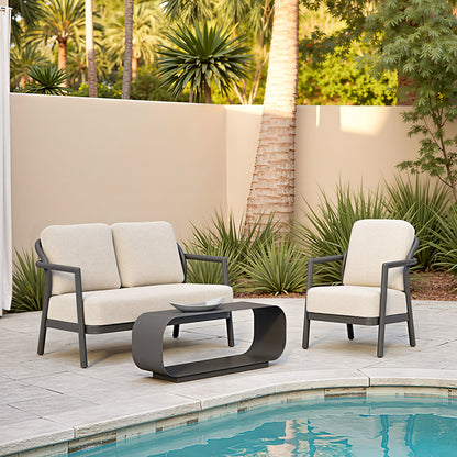 Rein Outdoor Patio Accent Chair, Beige