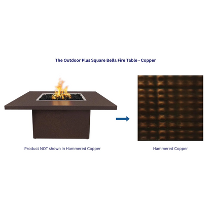 The Outdoor Plus Bella Fire Table, 36 inch, Square, Copper, model OPT-BELCPR36, view 2