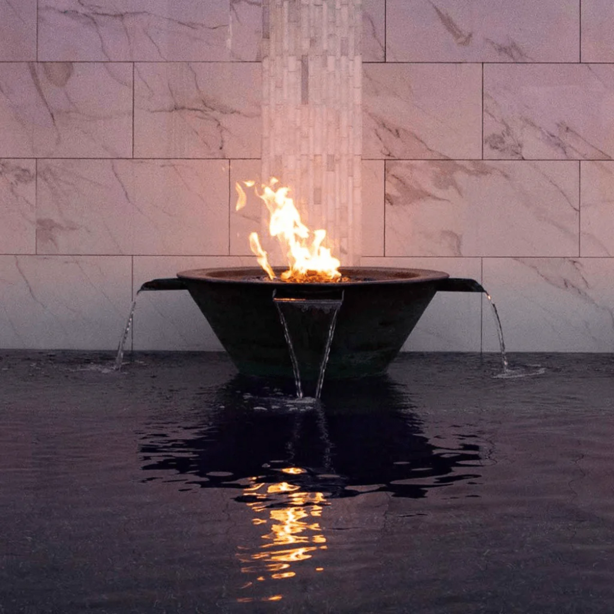 The Outdoor Plus Cazo Fire and Water Bowl 4-Way Spill, 30 inch, Round, Copper, Natural Gas, model OPT-4W30-NG, view 2