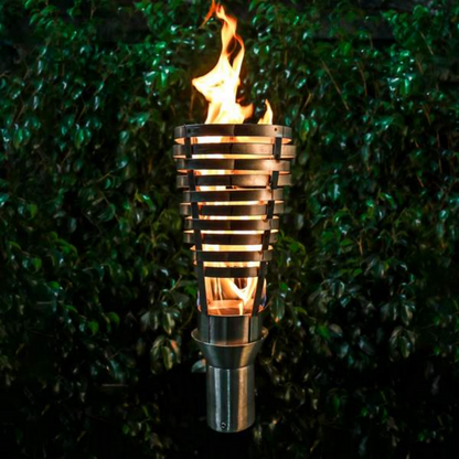 The Outdoor Plus Hercules Original TOP Torch and Post Complete, Stainless Steel, Propane, model OPT-TPK5LP