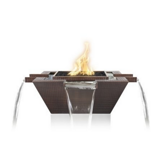 The Outdoor Plus Maya Fire and Water Bowl, 30 inch, Square, Copper, model OPT-30FW4W