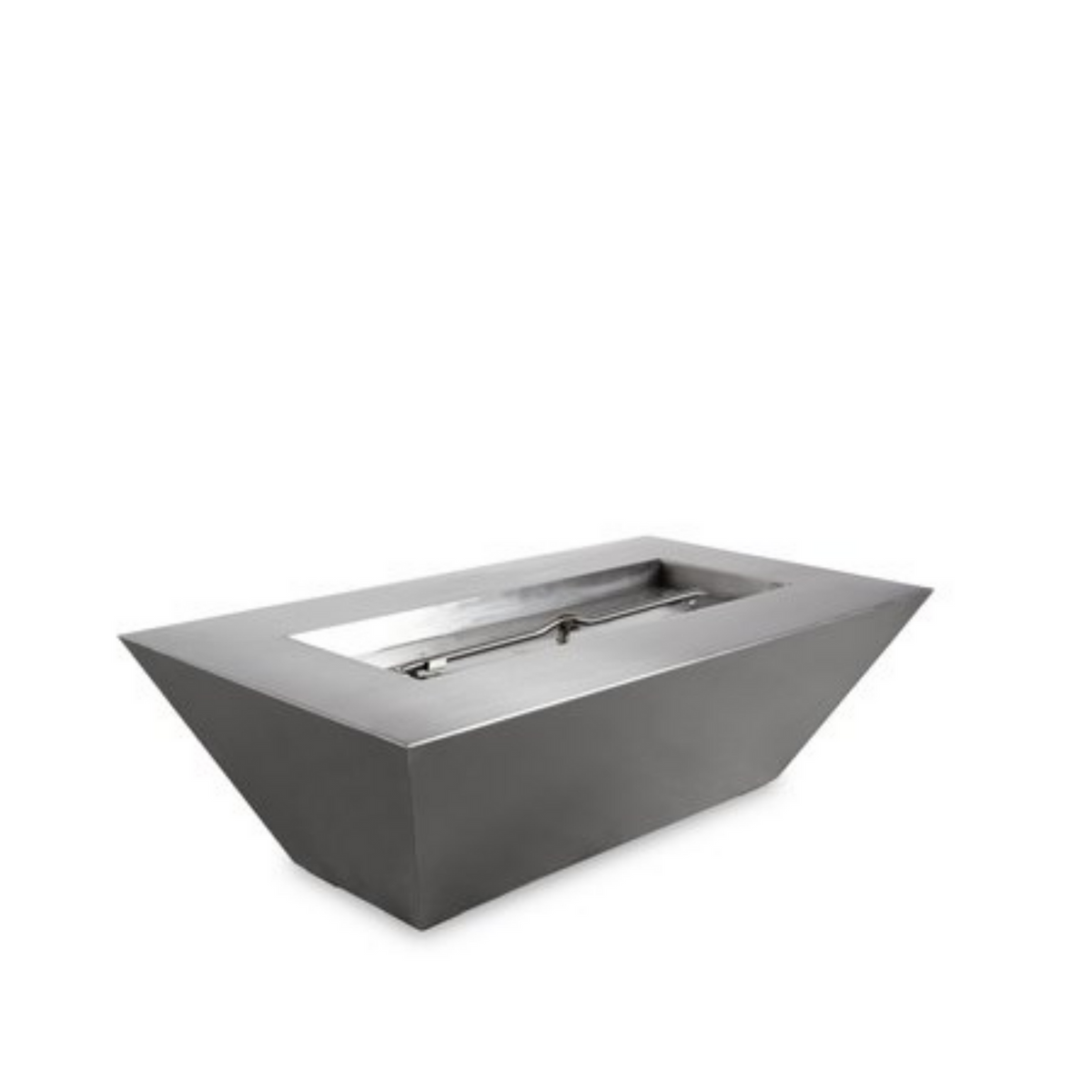 The Outdoor Plus Maya Linear Fire Bowl, 48 inch, Rectangular, Stainless Steel, model OPT-4820MSSFO