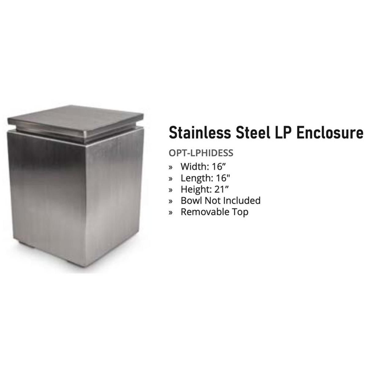 The Outdoor Plus Propane Tank Enclosure with Removable Top, Stainless Steel, model OPT-LPHIDESS, view 3