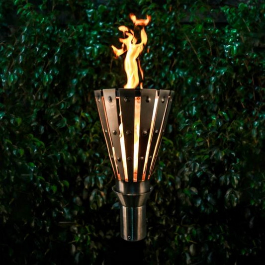 The Outdoor Plus Trojan Original TOP Torch and Post Complete, Stainless Steel, Propane, model OPT-TPK3LP