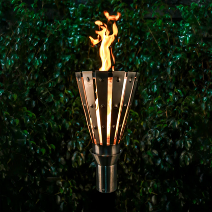 The Outdoor Plus Trojan Original TOP Torch and Post Complete, Stainless Steel, Natural Gas, model OPT-TPK3NG