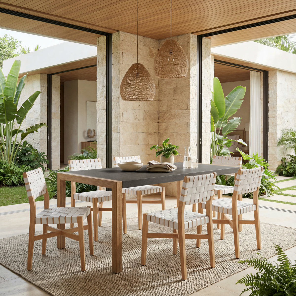 Kata Outdoor Patio Dining Table, Gray