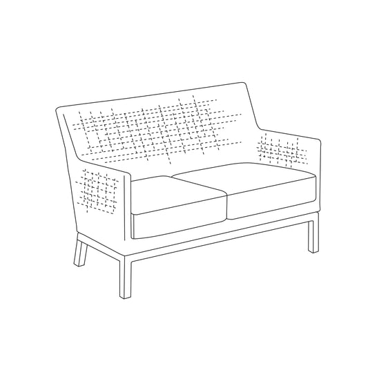 Argento two seat loveseat with woven back and arms