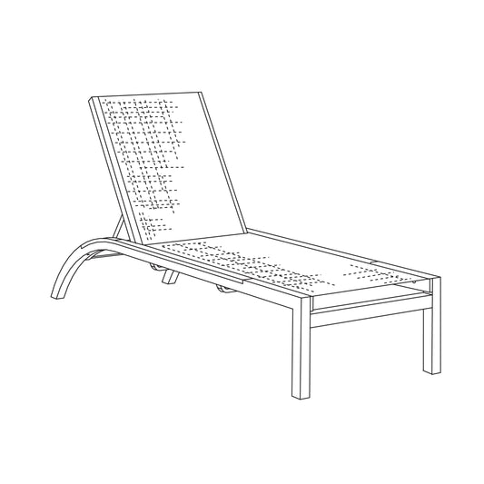 Armless Argento chaise lounge with a raised adjustable back
