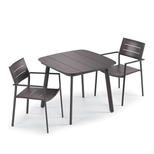 Oxford Garden Eiland Aluminum 3-Piece 36 inch Dining Set shown on a plain white background