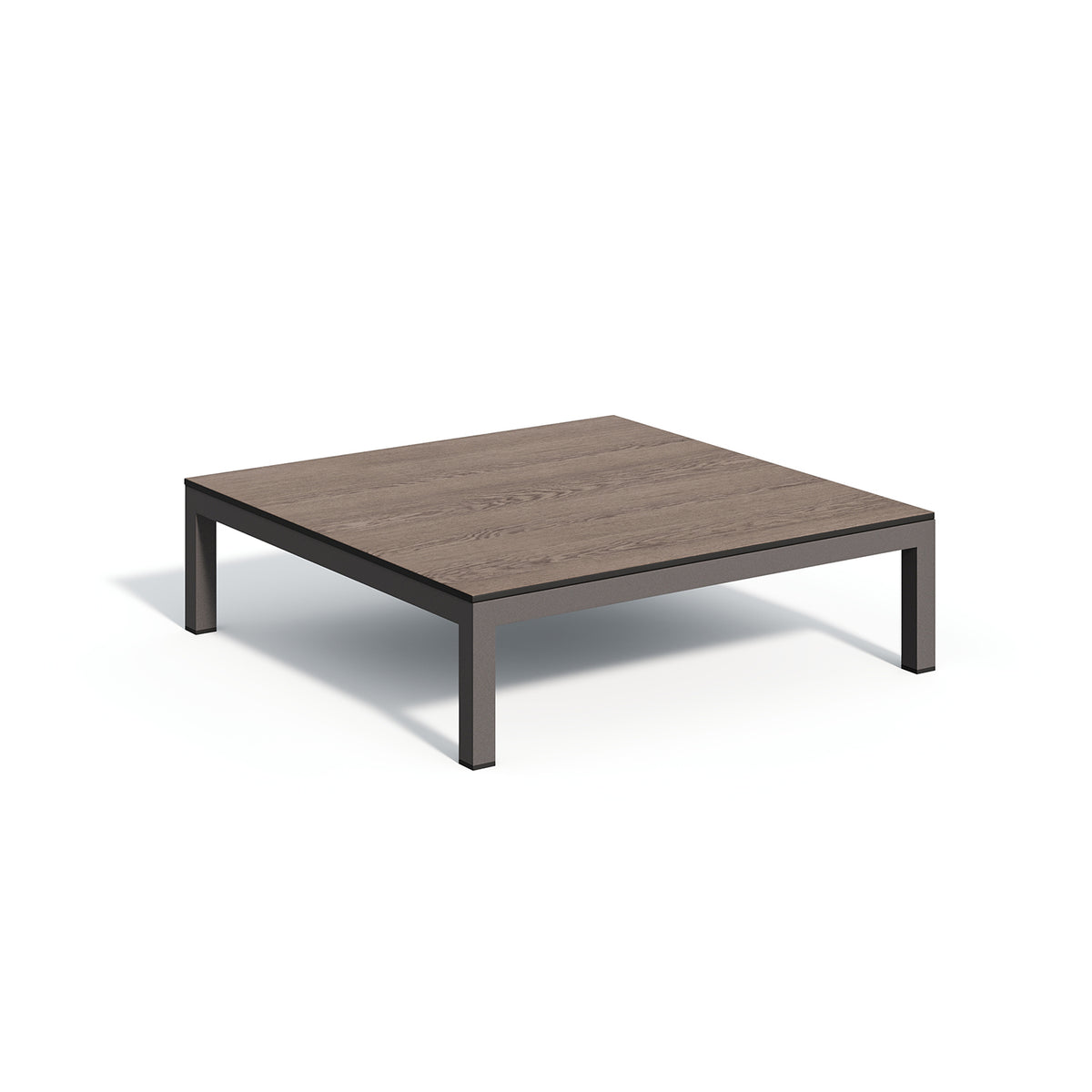 Oxford Garden Koral Coffee Table with an HPL Marshland Oak top on a Carbon powder coated frame, shown on a plain white background
