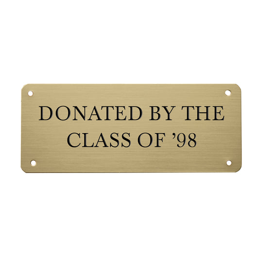 Small rectangular brass plaque with a plain polished face, shown against a plain background