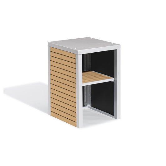 Travira modular valet hutch with Tekwood Natural panels on a flint powder coated aluminum structure