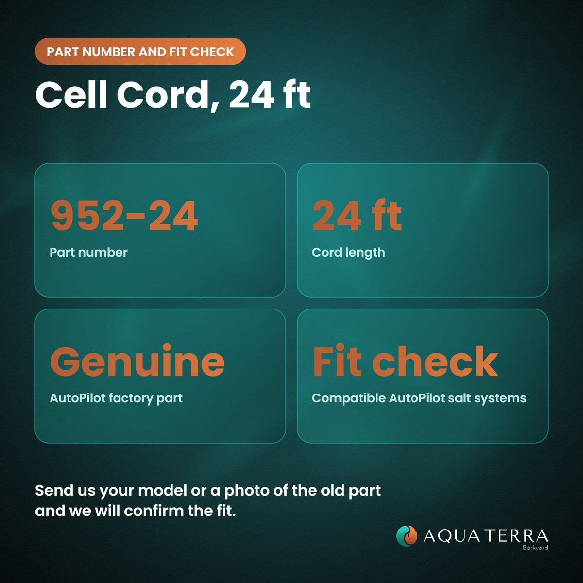 AutoPilot Cell Cord, 24 ft, 952-24 part number, rating and fit check