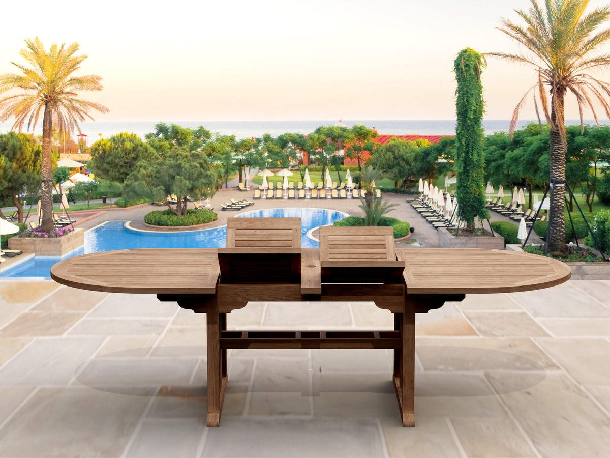 Anderson Teak Sahara 9-Piece Dining Set w/ Stacking Armchair